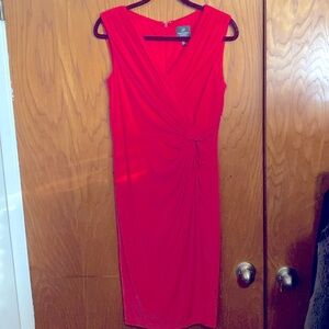 Ruched side knot hot pink dress